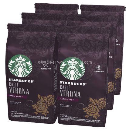 亚马逊海外购：Starbucks 星巴克 Verona 深度烘培佛罗娜咖啡粉 200g*6包  降至新低￥132.99元，到手约￥145.09包税包邮