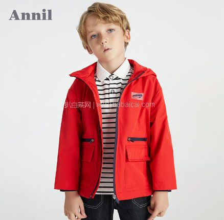 天猫商城：安奈儿 男童加绒工装外套（120~170码）2色  双重优惠后￥199元包邮