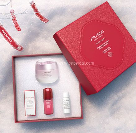Lookfantastic：Shiseido 资生堂 光透耀白面霜套装(面霜50mL+红腰子精华10mL+洁面5mL+柔肤水7mL） 免费直邮到手新低￥384.54