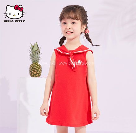 天猫商城：Hello Kitty 2021 夏装新款女童海军风连衣裙（73~120码） 3色 79元包邮