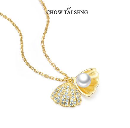 天猫商城：Chow Tai Seng 周大生 S925珍珠贝壳银项链  双重优惠后￥139元包邮