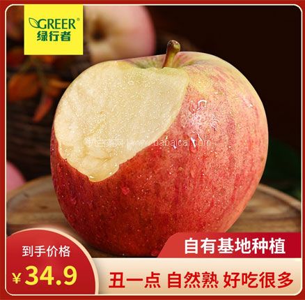 天猫商城：绿行者 山东红富士苹果5斤 双重优惠后新低￥18.9包邮