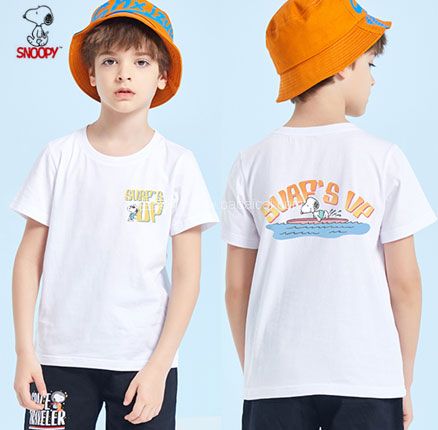 天猫商城：Snoopy 史努比 儿童2021年夏季纯棉短袖T恤（100~170码）男女童多色 券后￥19.9元包邮