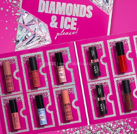 亚马逊海外购：NYX Diamonds＆Ice 圣诞倒数礼盒 唇釉12件套装  直邮含税到手￥109.44