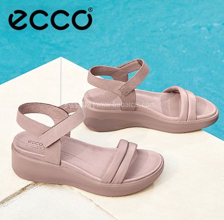 亚马逊海外购：ECCO 爱步 FLowt柔畅奢华系列 一字带坡跟沙滩凉鞋   降至新低￥365.08元