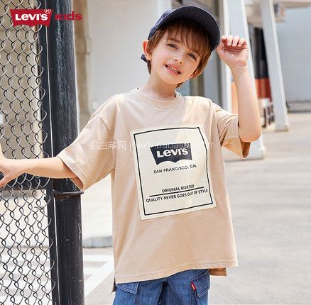 天猫商城：Levi’s 李维斯 21年夏新款中大童纯棉复古短袖T恤（110~160码）2色 券后￥69元包邮