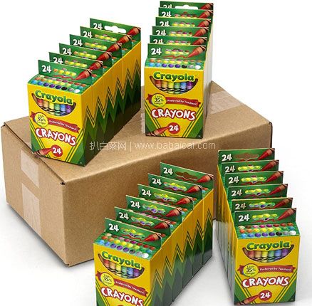 亚马逊海外购：Crayola 绘儿乐 24色彩色蜡笔*24盒，直邮含税到手￥188，折合￥7.83/盒
