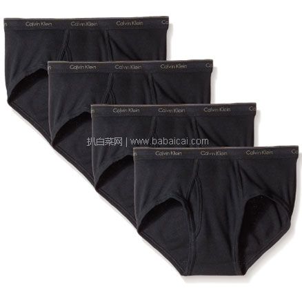 亚马逊海外购：黑色4条L码好！Calvin Klein 卡尔文·克莱 男士全棉内裤 4条装，含税到手￥165元