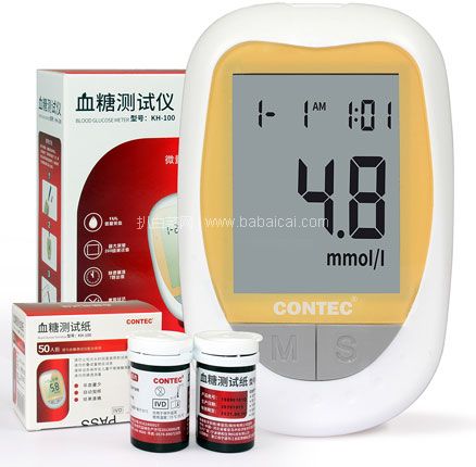 天猫商城：Contec 康泰 KH-100 血糖测试仪 含50支试纸+50支采血针 券后￥34.9元包邮