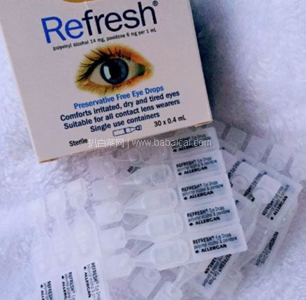 澳洲Pharmacy Online：Refresh 滴眼液 30×0.4ml/支（独立装/无防腐剂）售价AU$14.95（约￥70元）