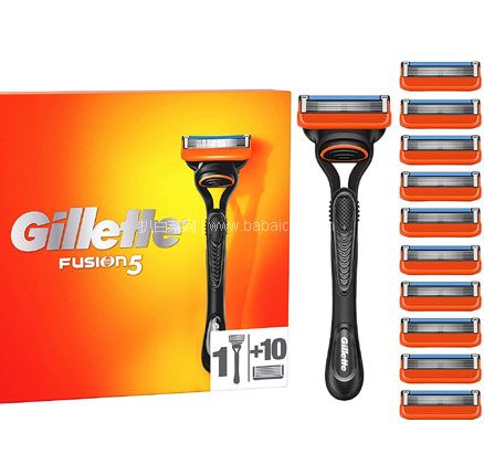 亚马逊海外购：Gillette 吉列 Fusion5 锋隐 手动剃须刀套组（1刀架+11刀头），直邮含税到手新低￥188.15