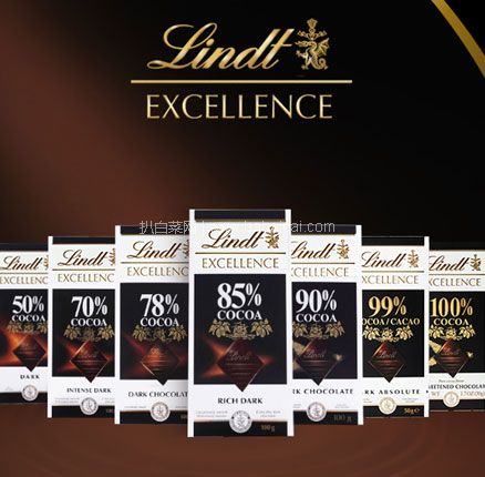 亚马逊海外购：Lindt 瑞士莲 85％可可 特级黑巧克力100g  降至新低￥11.53元