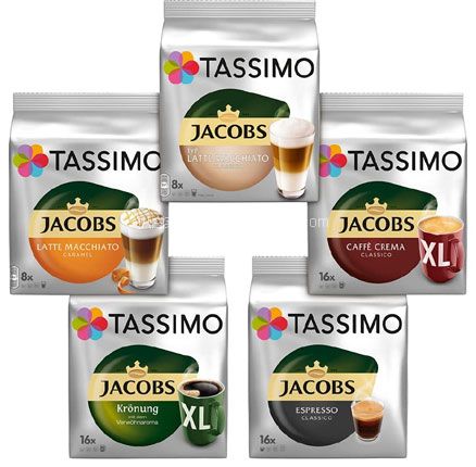 亚马逊海外购：Tassimo 什锦胶囊咖啡组合 5袋（共64个咖啡胶囊），直邮到手￥212.79，折￥3.32/杯