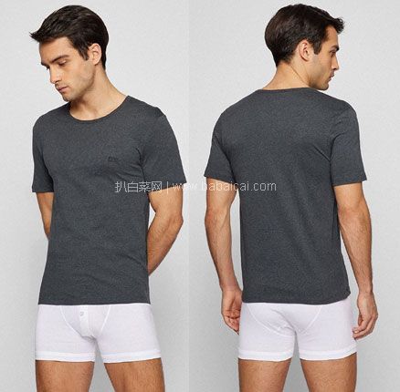 亚马逊海外购：销量第一，BOSS Hugo Boss 雨果·博斯 男士纯色纯棉短袖T恤 3件装，直邮含税到手￥198.67，折合￥66/件