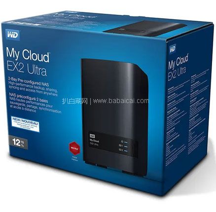 亚马逊海外购：Western Digital 西部数据 Diskless My Cloud EX2 Ultra 双盘位NAS 12TB，直邮含税到手￥2388.06