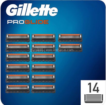 亚马逊海外购：Gillette 吉列 Fusion ProGlide 锋隐致顺14刀头（带精修刀+齿梳），直邮含税到手新低￥210.72元
