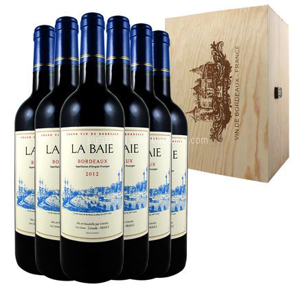 天猫商城：法国原瓶进口 La Baie 海湾 2012年份 波尔多AOP级红葡萄酒750mL*6只木箱装 低至￥298元包邮，折合￥49.67/支