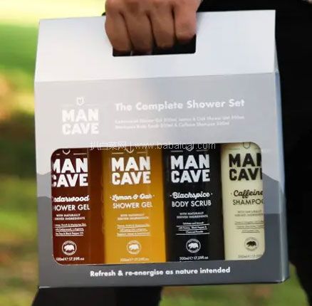 ManCave 曼凯夫 亚马逊限定版 男士沐浴正装礼盒 4件套，直邮含税到手新低￥222.96（折￥55.74/瓶）