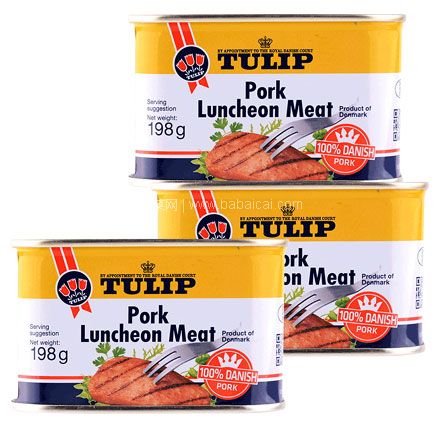 天猫商城：丹麦百年品牌进口 Tulip 郁金香 经典午餐肉罐头 198g*3罐  双重优惠后￥44.9元包邮