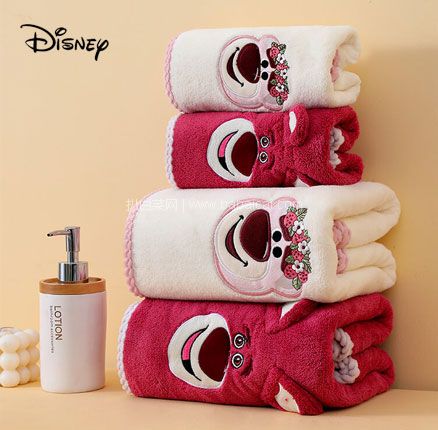 白菜！Disney 迪士尼 A类婴儿级别草莓熊毛浴巾+毛巾2条 2色 低至￥29.9元包邮