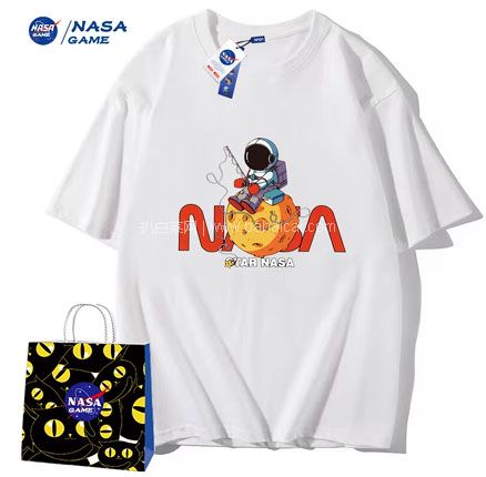 NASA GAME 官网联名款2023新款情侣纯棉短袖T恤  下单4件 多花色  双重优惠实付￥99.9包邮，折合￥25/件