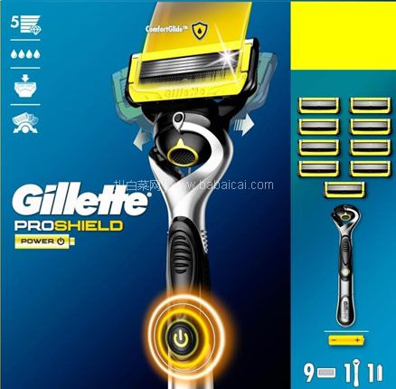 Gillette 吉列 ProShield Power 锋隐致护电动剃须刀（1刀架9刀头），直邮含税到手新低￥241.17