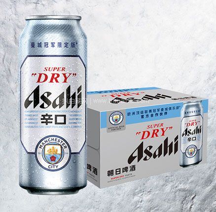 Asahi 朝日 X 曼城冠军限定罐 超爽生啤酒 500mL*12罐 双重优惠￥55元包邮