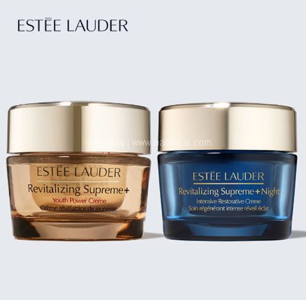 Estee Lauder雅诗兰黛美国官网：Estée Lauder 雅诗兰黛 Revitalizing Supreme+系列日霜+晚霜套装（价值$142） 售价$70，满赠多重好礼