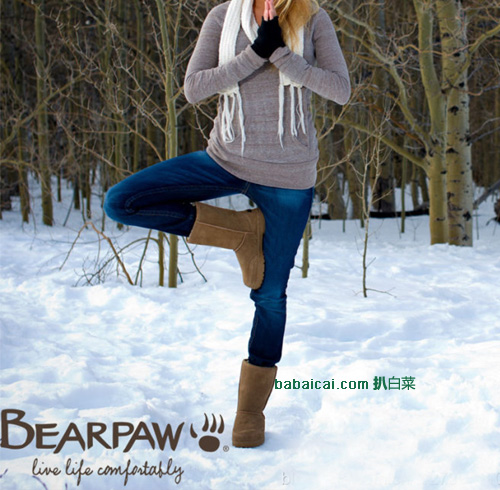 BEARPAW 熊掌 8.5寸雪地靴 原价 现特价32.99 公码75折.74,直邮无税,运费仅.16,到手¥217