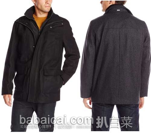 Calvin Klein ck 男士羊毛混纺保暖大衣,原价$325，现2色2.7折秒杀价$89