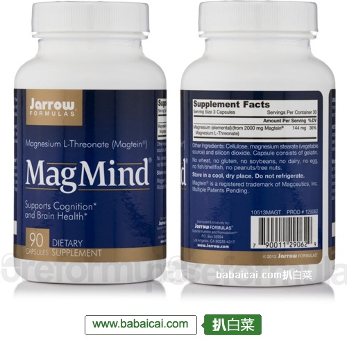 Jarrow Magmind 脑镁素 营养补充胶囊90粒装 (原价$38.95，现4.3折)$16.62史低