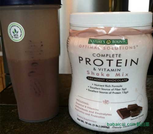 Nature’s Bounty 自然之宝 分离乳清巧克力口味蛋白粉453g装，用券折后$10.74