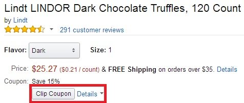 Lindt Lindor瑞士莲松露黑巧克力120粒装，用85折券+S&S购买实付