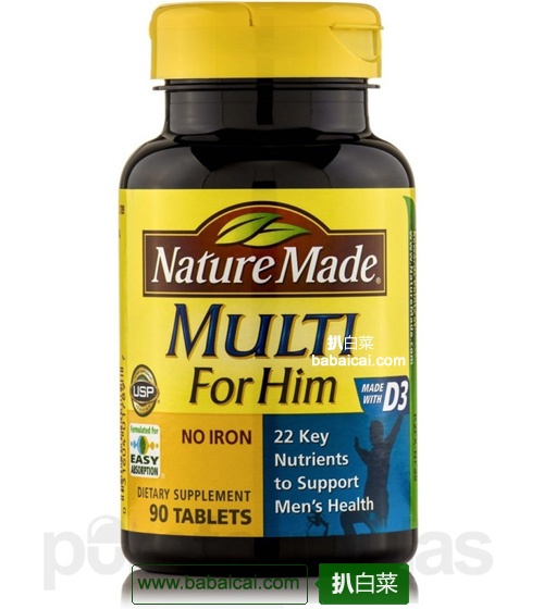 Nature Made 男性复合维生素*90片，优惠券折后$6.69史低，