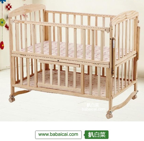 京东商城：小龙哈彼 可摇环保 实木婴儿床（进口新西兰松木\床头可加长\可做书桌\带蚊帐和防咬胶条等配件）