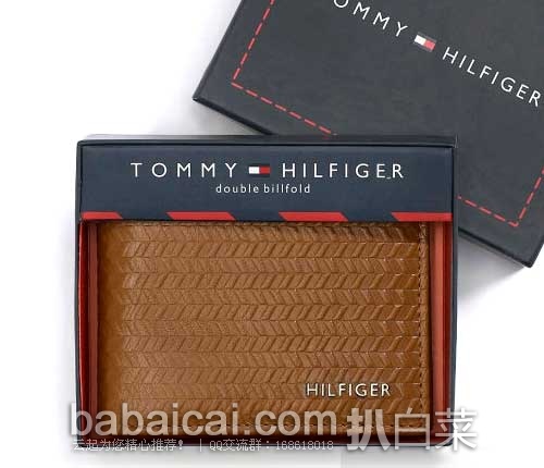 TOMMY HILFIGER 汤米希尔费格 男士真皮钱包（原价$48.00，现$24.99），公码7折后 $17.49，两色可选