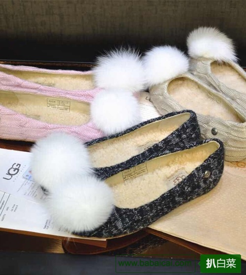 6PM:UGG Andi Slipper女士 兔毛球平底鞋 原价$90，现特价$40.5