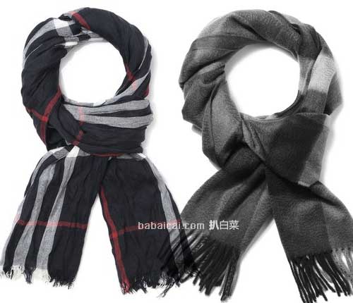 为您推荐：多款羊绒男士围巾(原价$135，现都是3.3折降至$44.99)，公码7折后$31.49