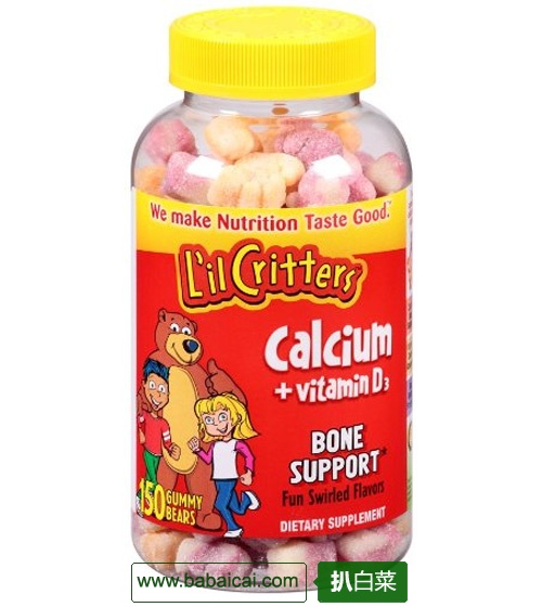 适合凑单:L'il Critters 小熊糖维生素D 190粒 .95