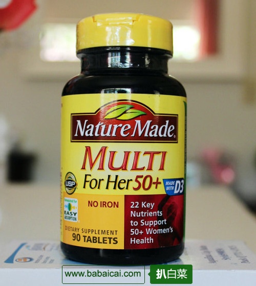 Nature Made 莱萃美 50岁以上女性综合维生素90粒*3瓶 $17.83（$19.82-1 S&S优惠5%包邮）