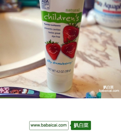 Tom’s of Maine 儿童草莓味防蛀含氟牙膏119g*3支原价$12，现新低$7.68，S&S后$7.3，到手￥82