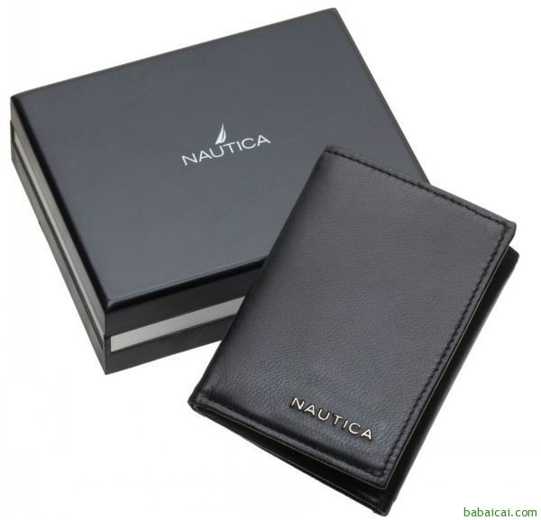 适凑单好白菜！Nautica诺帝卡男式真皮钱包原价$34,特价$16.64 还可鞋服8折