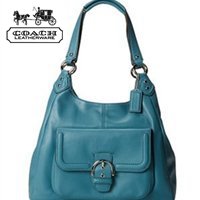 6pm：降价又9折！COACH蔻驰真皮单肩手提包孔雀蓝色和黑色均$159.99,9折后$144 史低