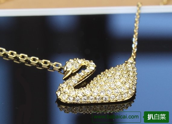 ebay:经典造型！Swarovski施华洛世奇金色天鹅水晶项链仅$74