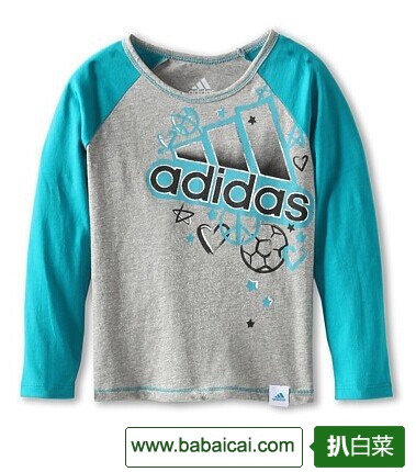 抢吧！阿迪达斯adidas儿童圆领插肩长袖T恤$6.99 三色可选