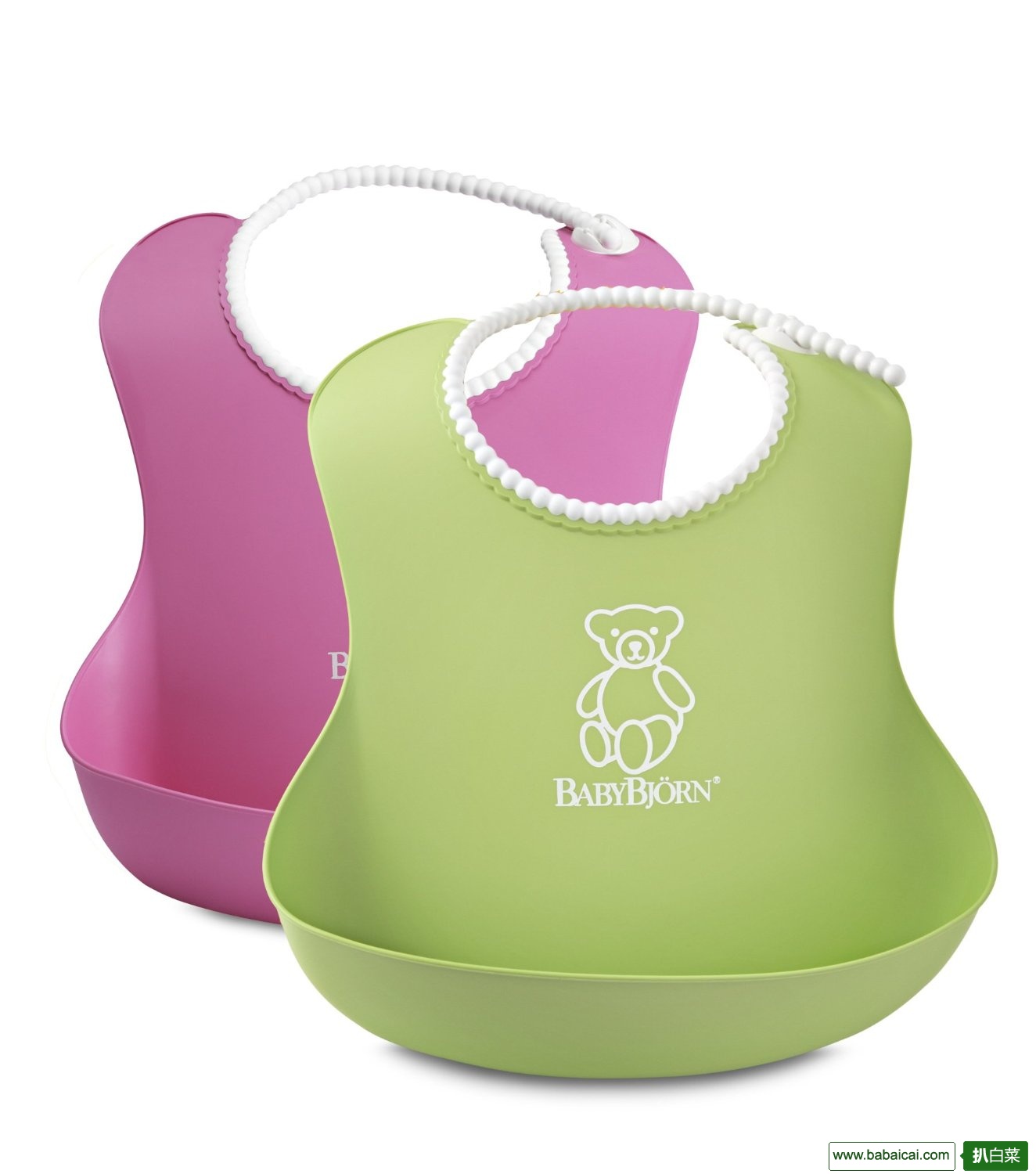 妈咪必备！BabyBjorn婴儿防水软胶围兜2个装特价$12.79
