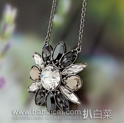 施华洛世奇Swarovski银色夜影花朵水晶项链$62.50 到手￥450