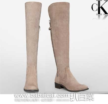 Calvin Klein Gladys Equestrian Boot 女士真皮及膝长靴 原价$199,现3.9折售价$77.91