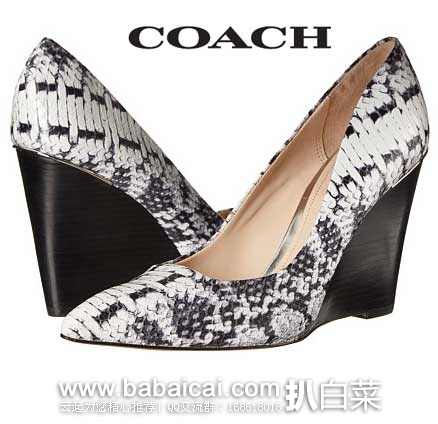 6PM: COACH 蔻驰 女士蛇皮纹 尖头坡跟鞋 原价$255，现3.2折售价$81.99