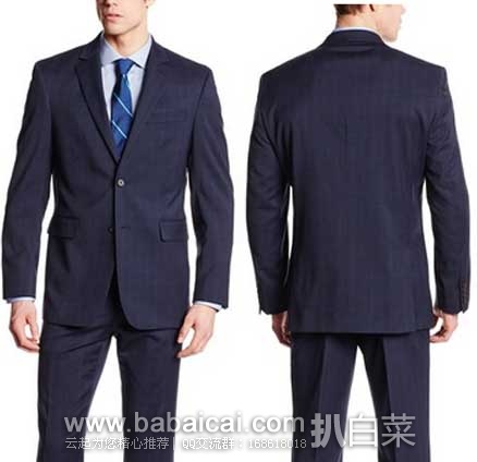 Nautica 诺帝卡 男士 羊毛呢西服套装(含裤) 原价$450，现2.7折售价$119.37